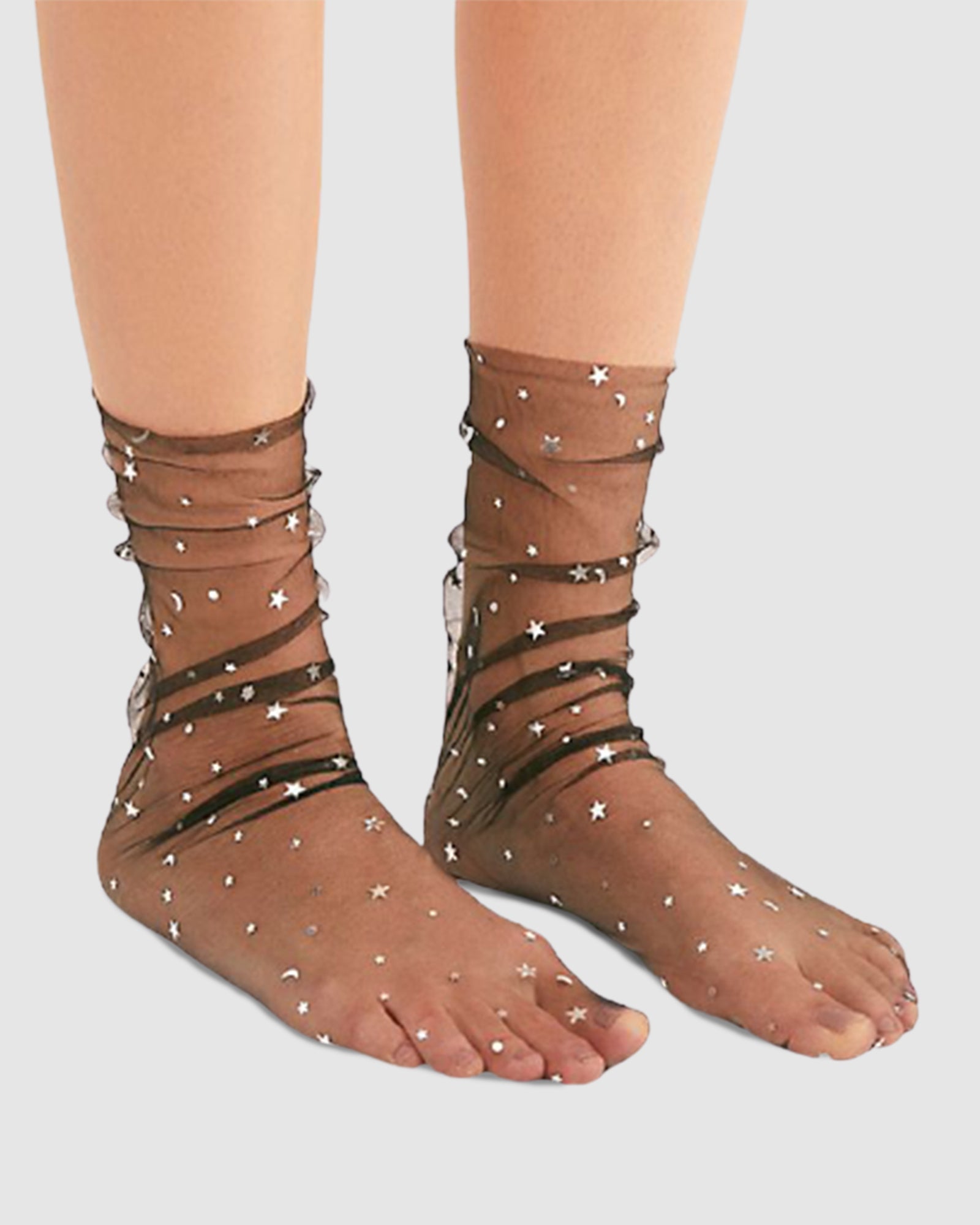Starry Sky Tulle Socks - Black