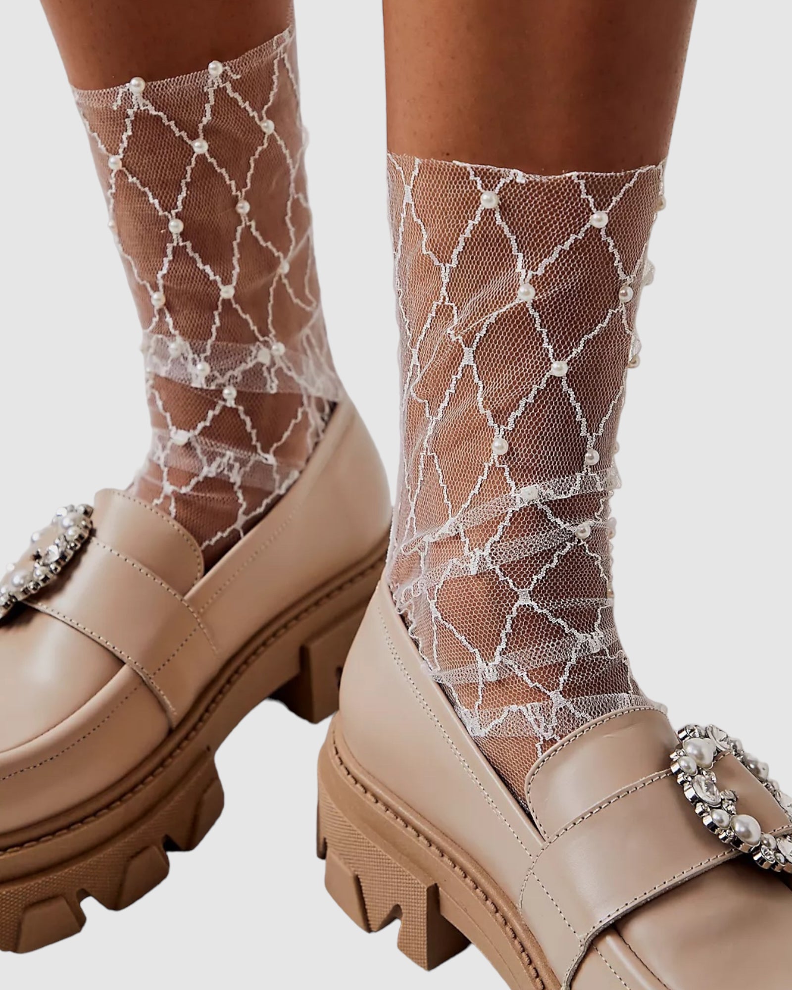 Diamonds and Pearls Socks - White