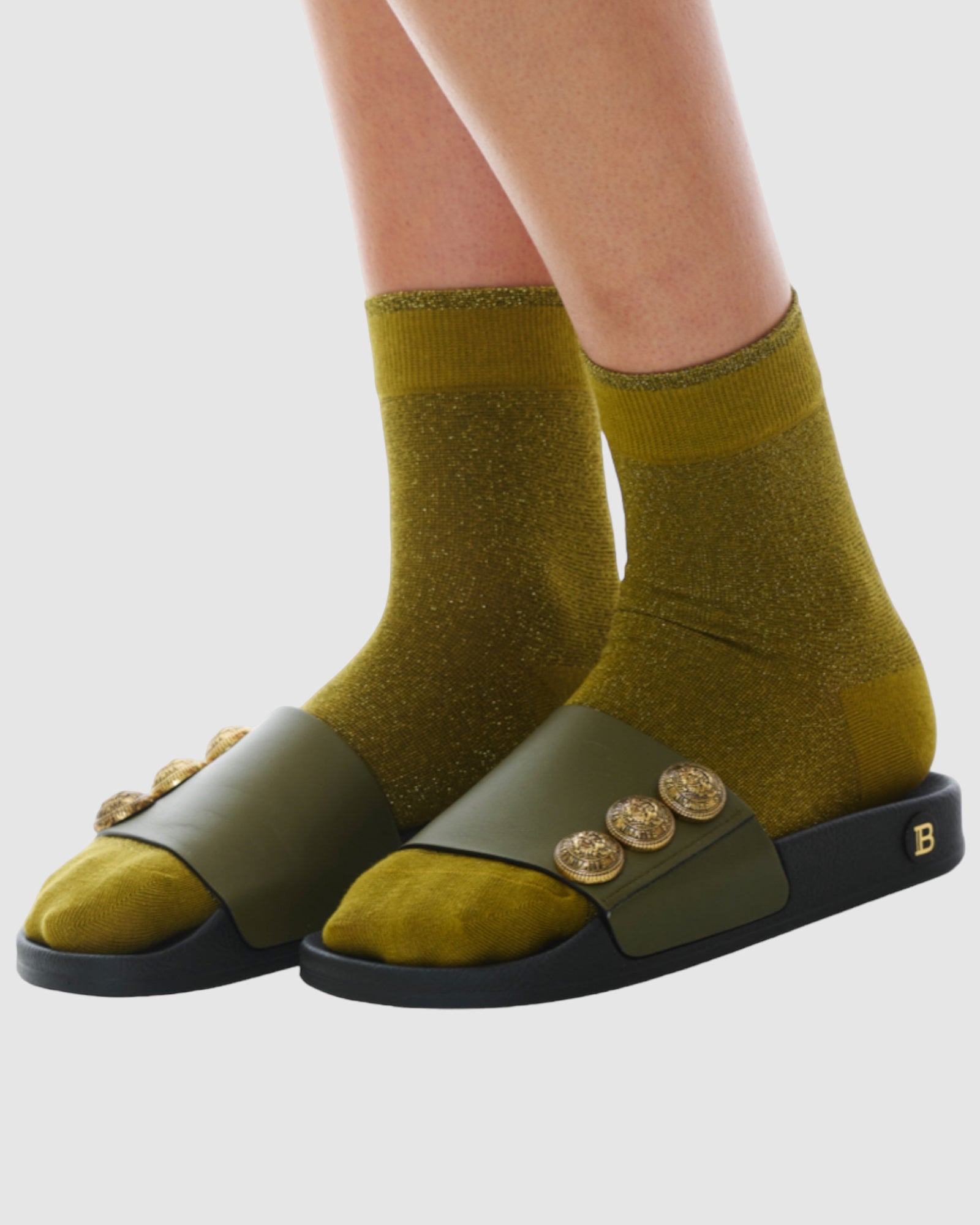 Glitter Socks - Olive