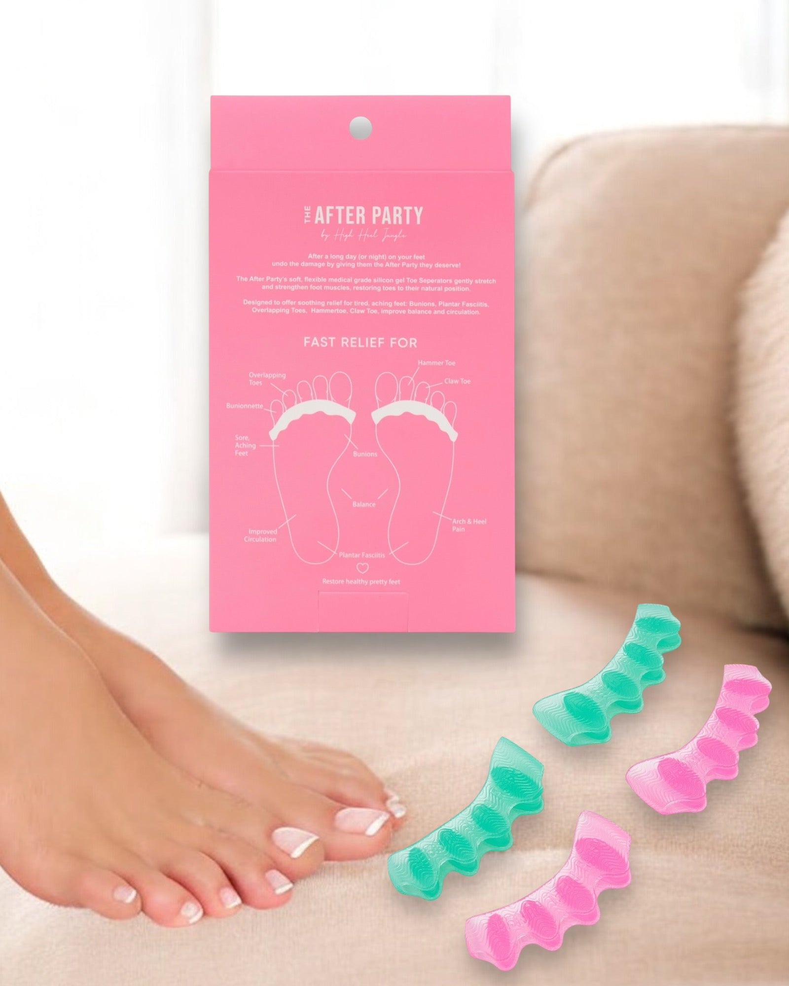 The After Party Silicon Gel Toe Separators & Foot Relief Alignment Socks - Value Bundle