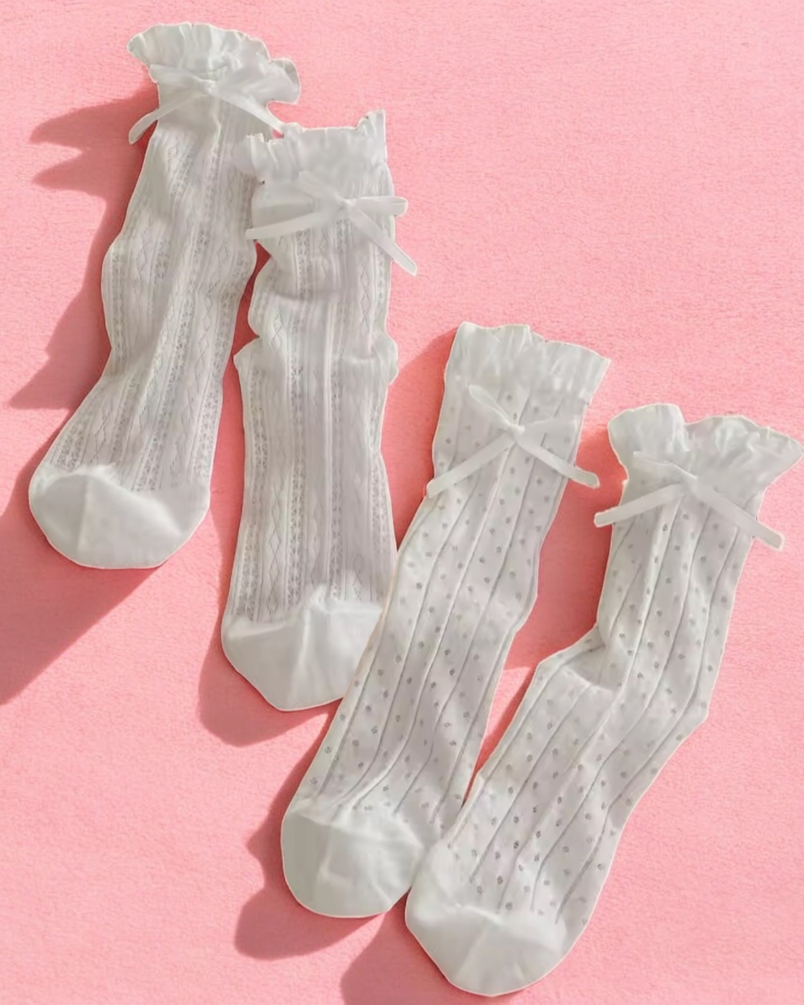 The Coquette Sheer Ribbon Socks - 2 Pairs