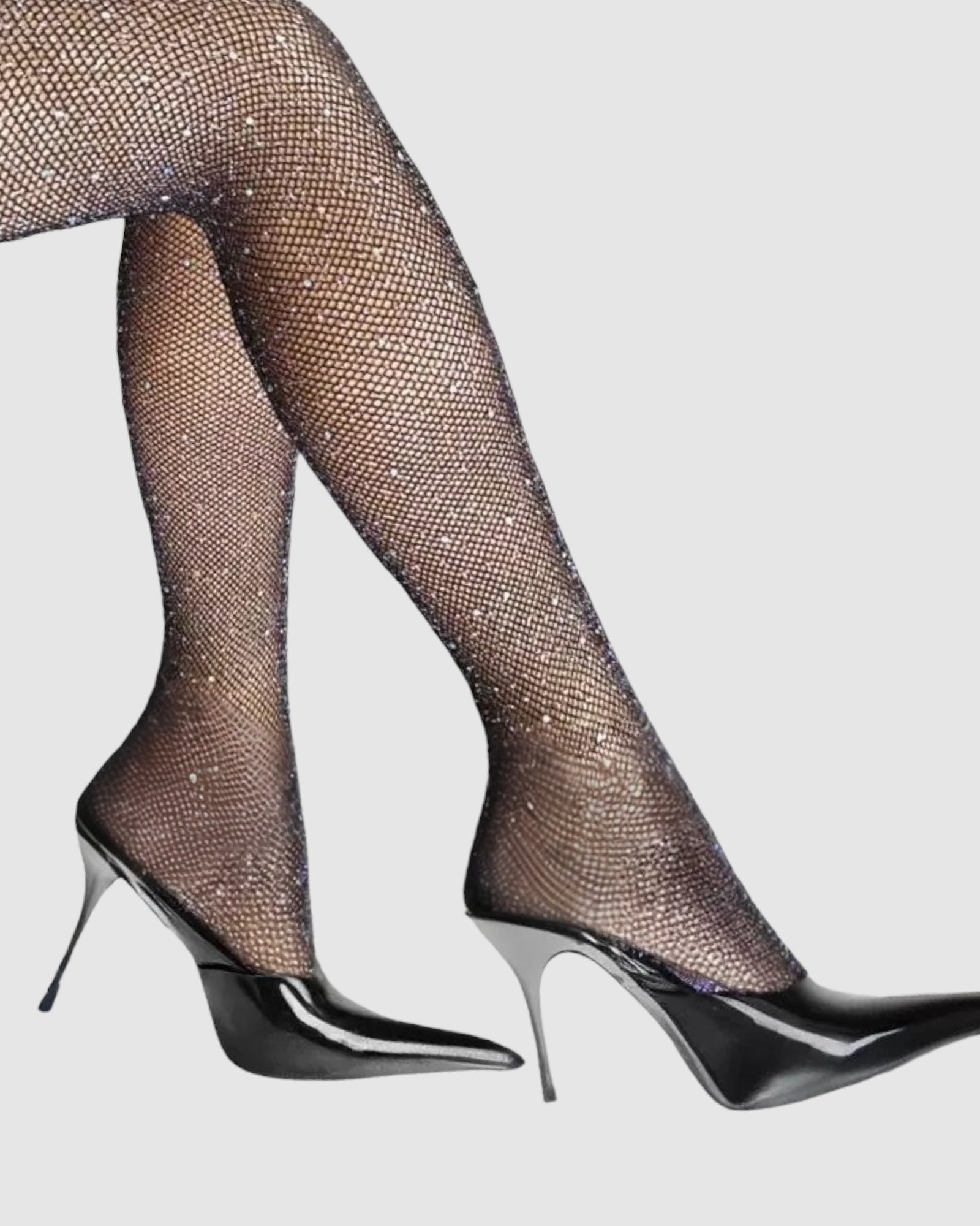 Glam Rock Lurex Crystal Mesh Tights
