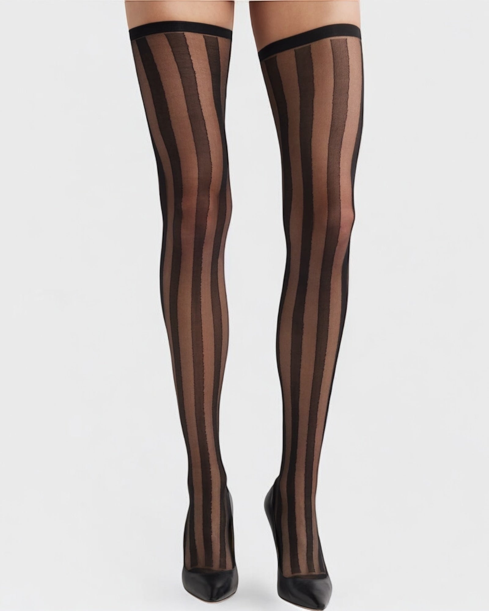 Crue Striped Thigh High Sock