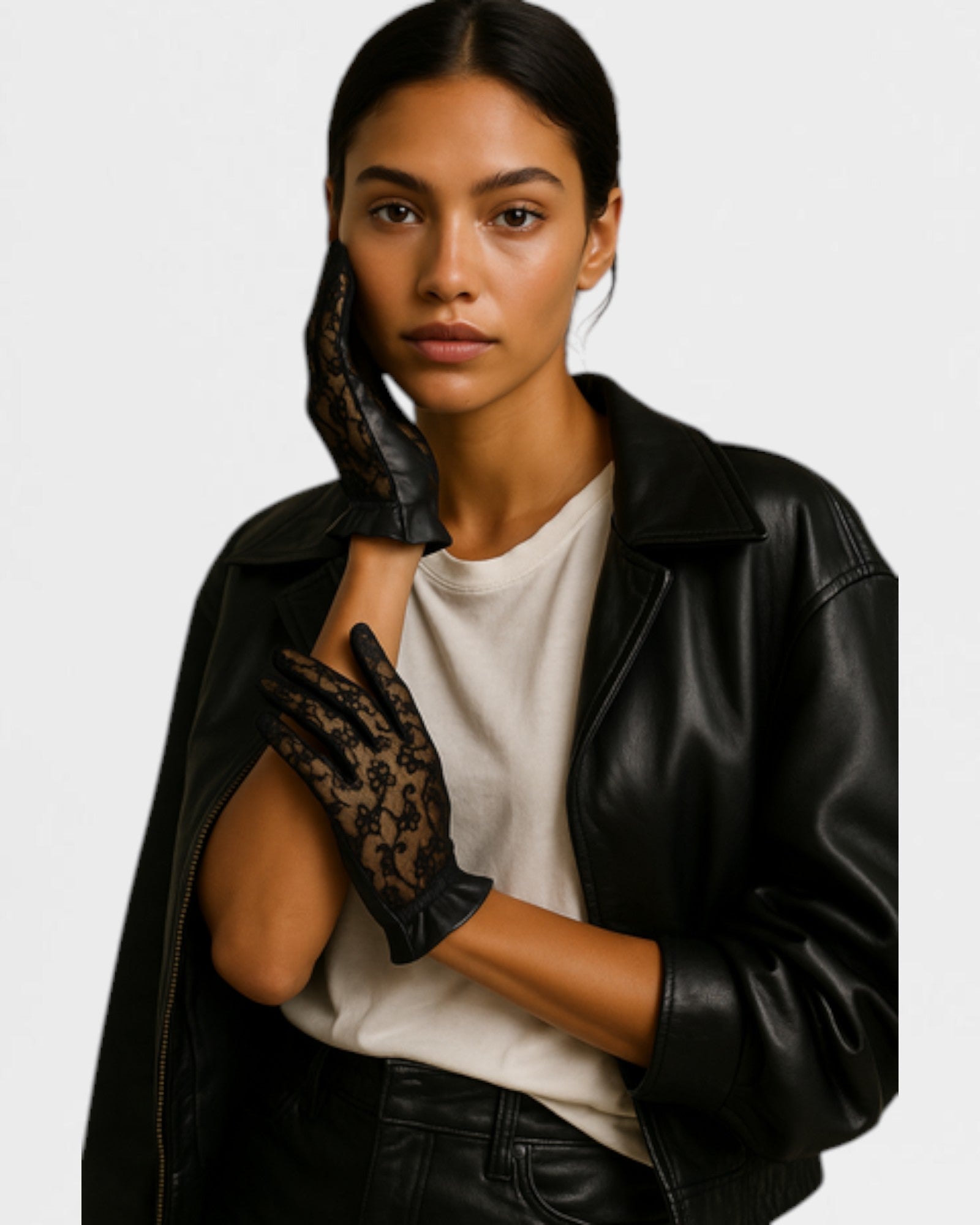 Gigi Leather Lace Glove