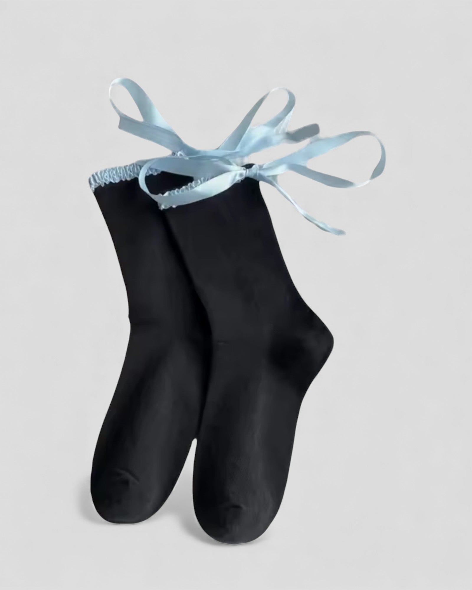 Lara Satin Trim Cotton Socks - 2 Pairs