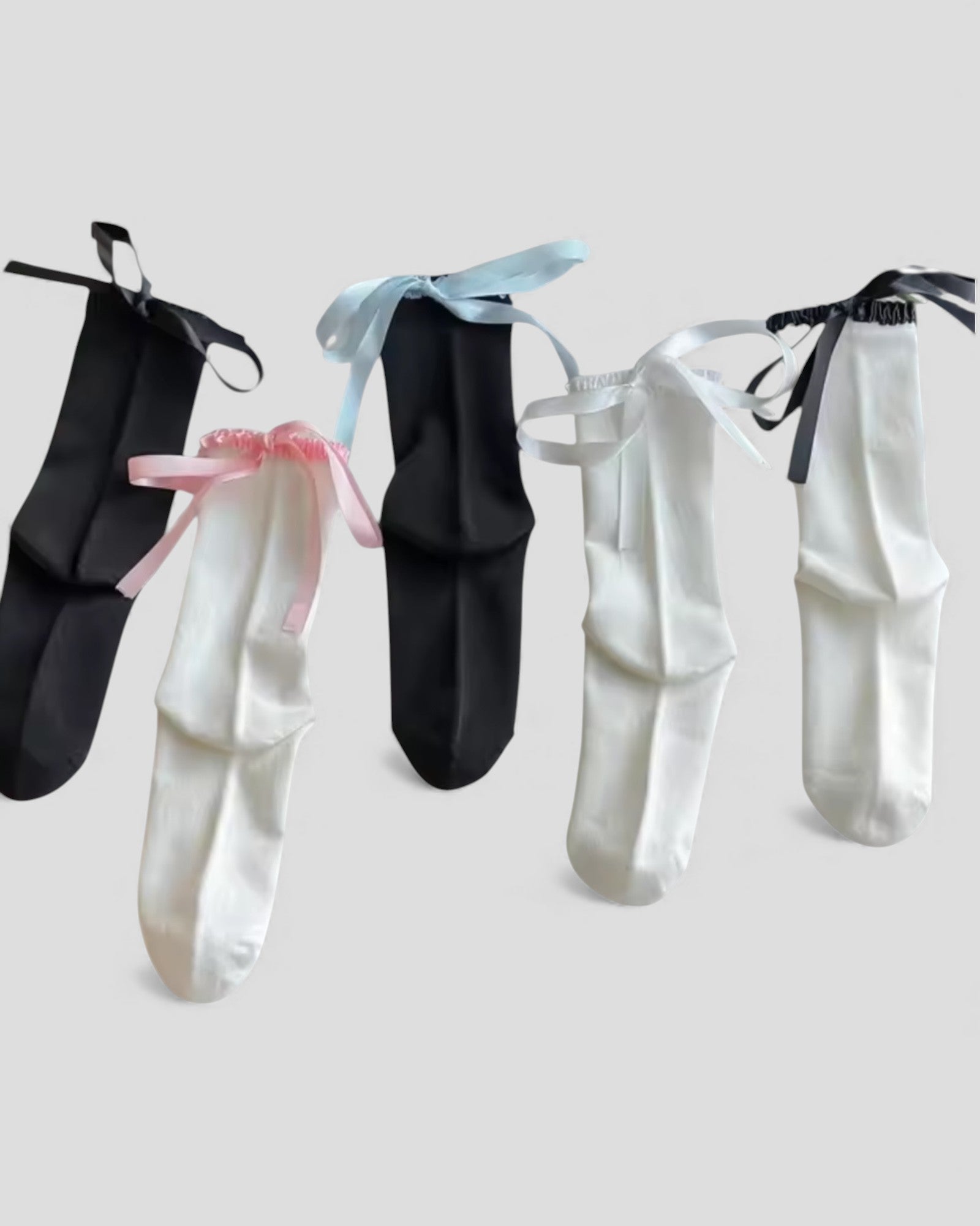 Lara Satin Trim Cotton Socks - 2 Pairs