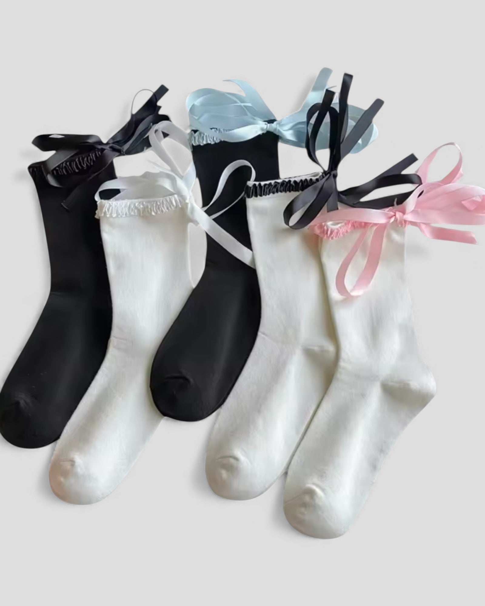 Lara Satin Trim Cotton Socks - 2 Pairs