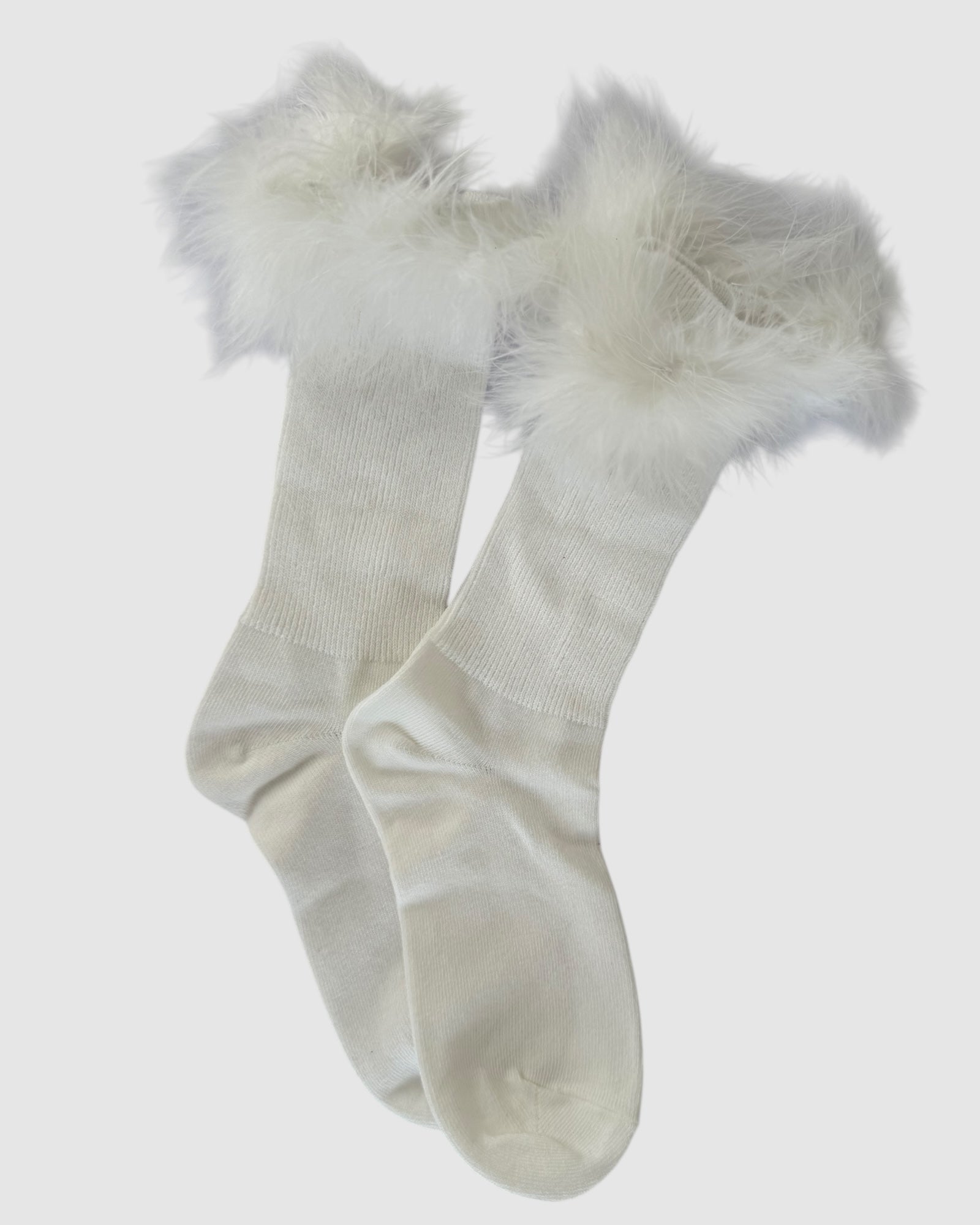 Frou-Frou Faux Fur Trim Combed Cotton Socks