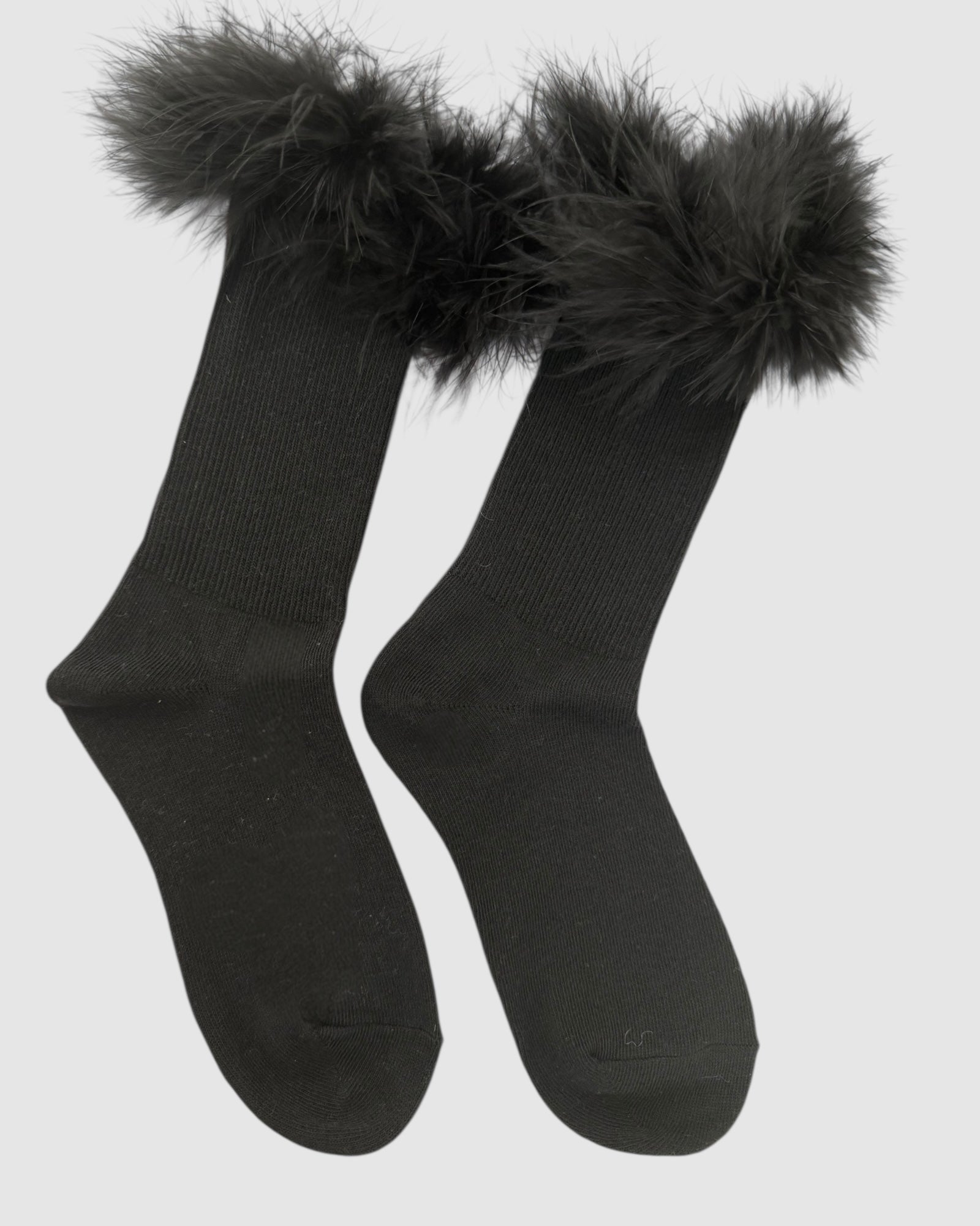 Frou-Frou Faux Fur Trim Combed Cotton Socks