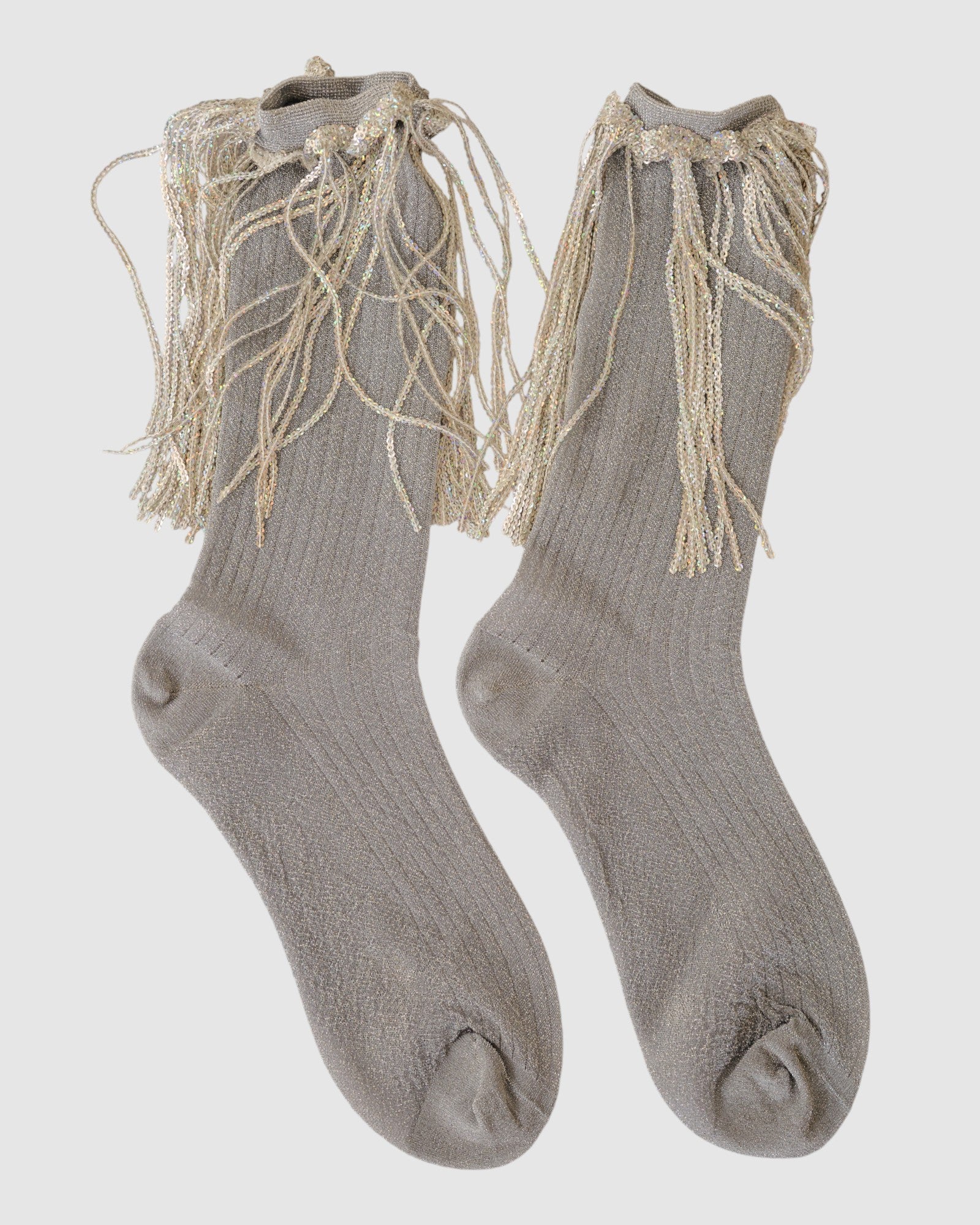 Stevie Metallic Lurex Socks With Glitter Fringe