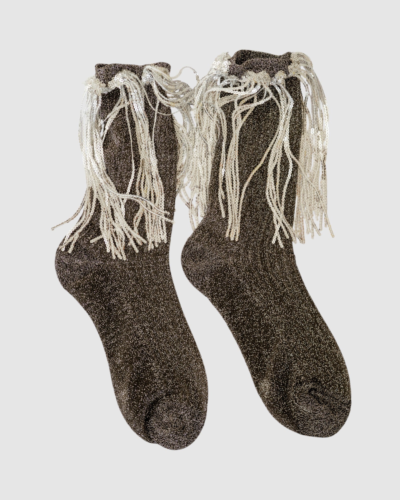 Stevie Metallic Lurex Socks With Glitter Fringe