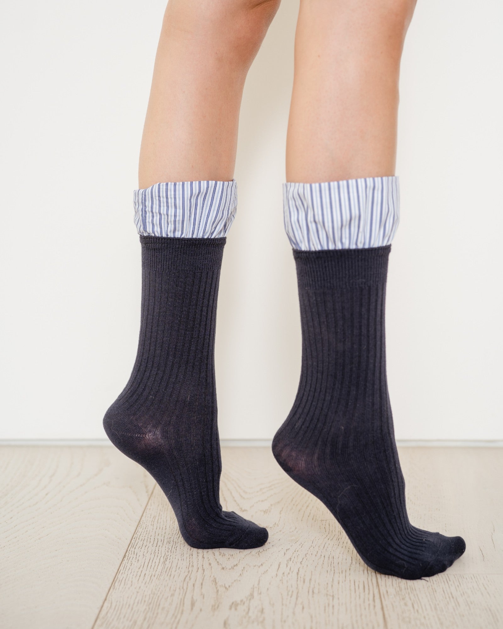 Lauren Pinstripe Cuff Socks