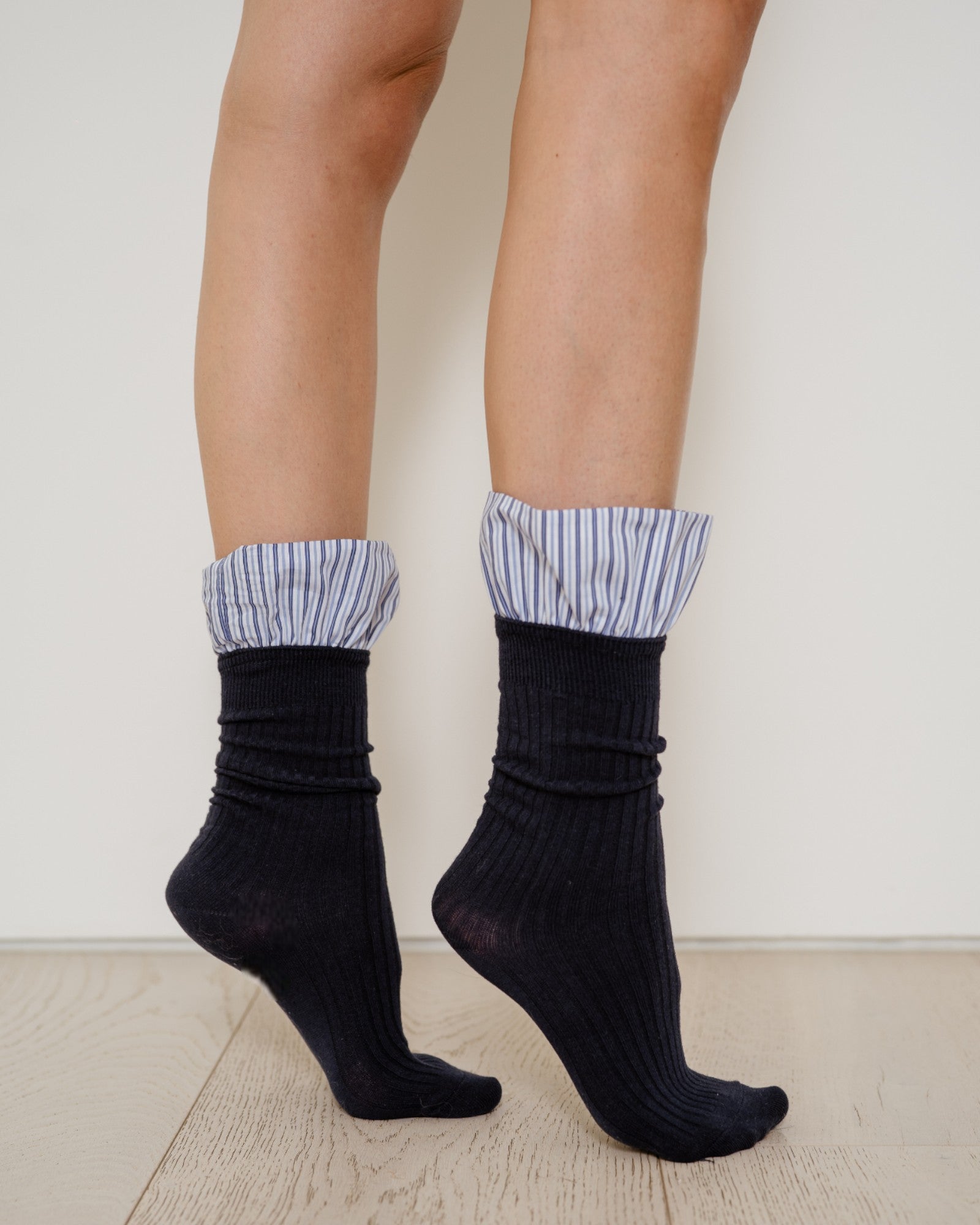 Lauren Pinstripe Cuff Socks