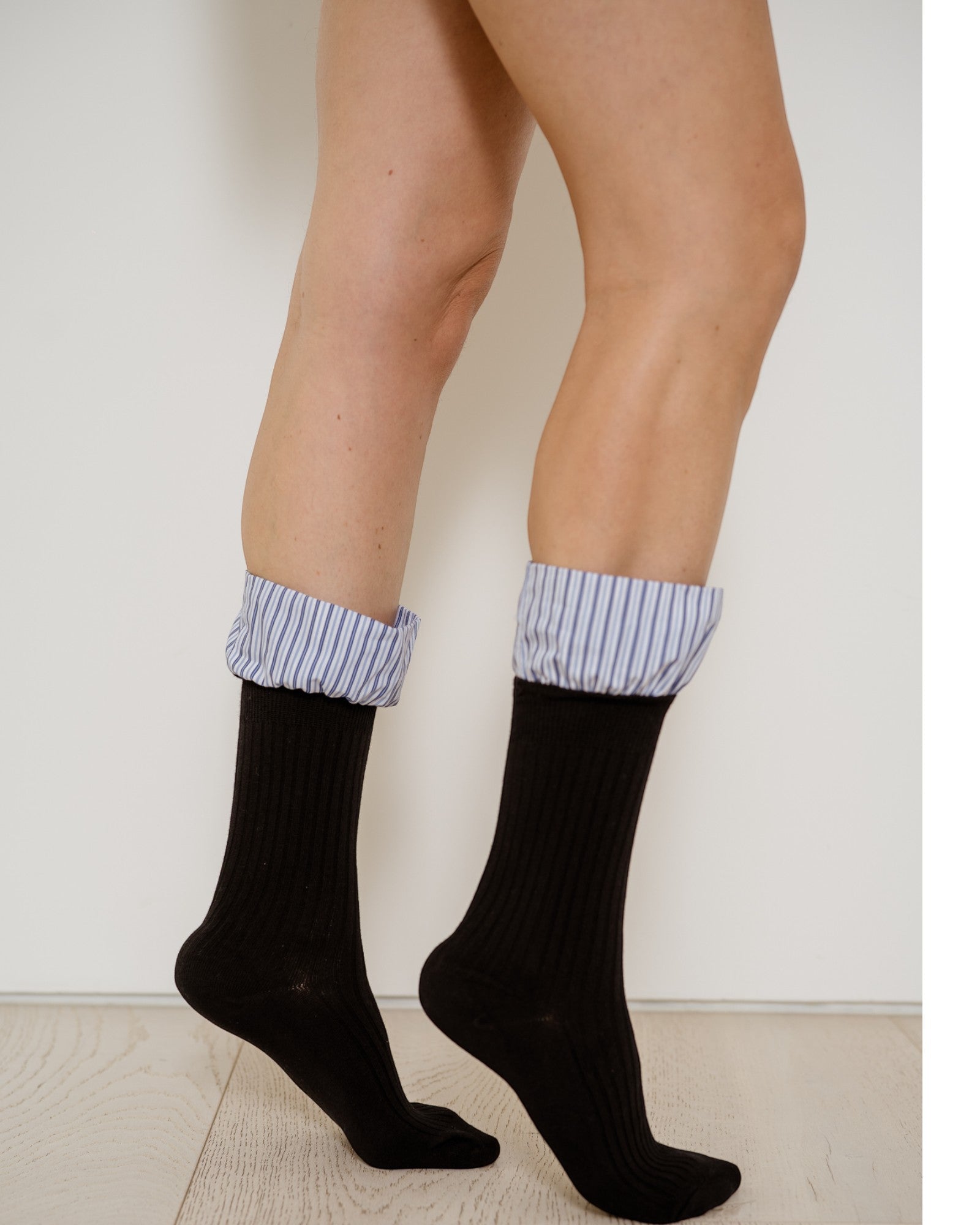 Lauren Pinstripe Cuff Socks