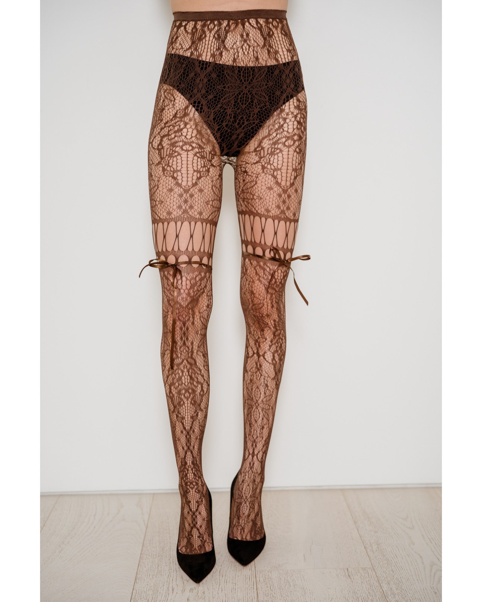 Chevonne Lace And Satin Fishnet Tights
