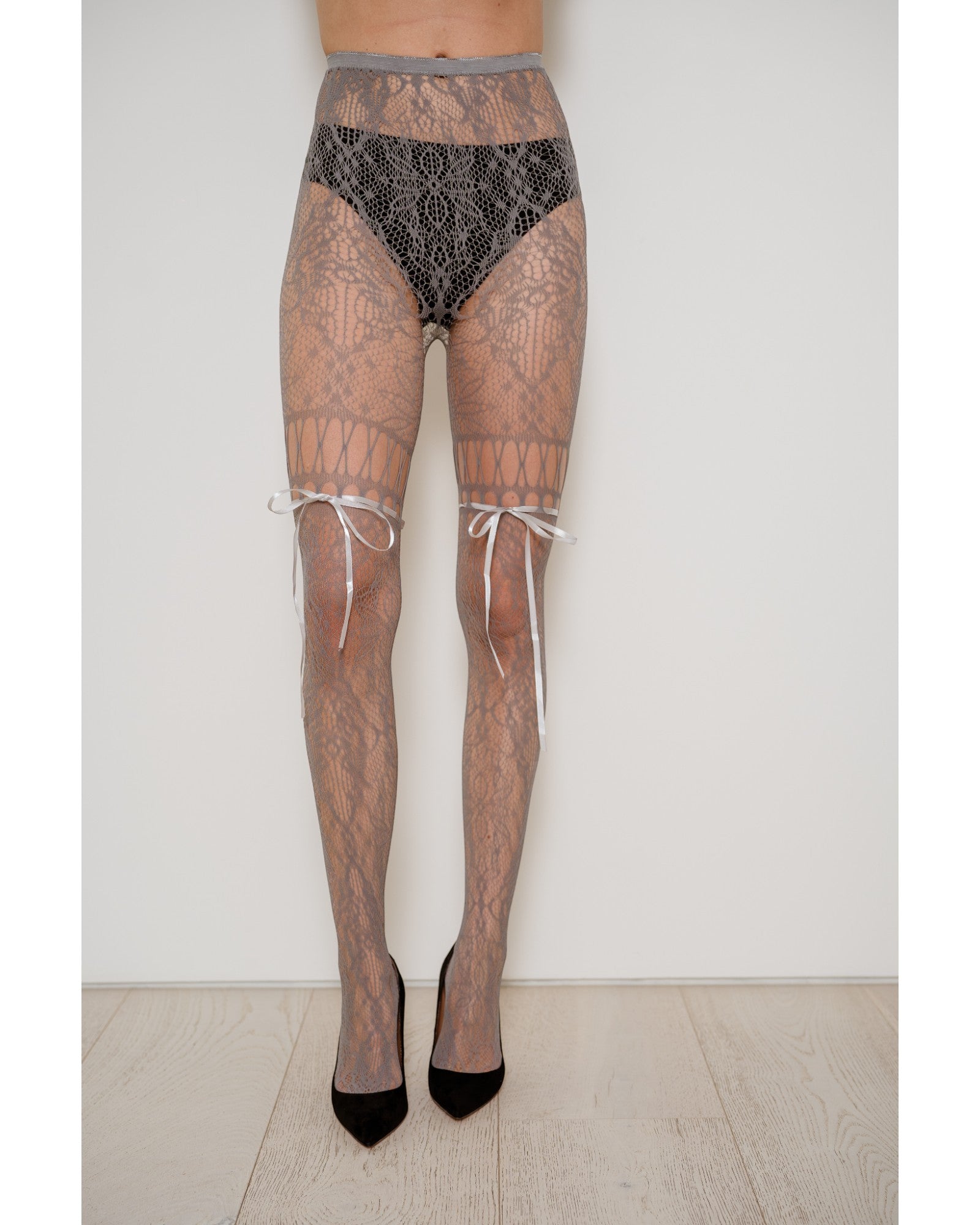 Chevonne Lace And Satin Fishnet Tights