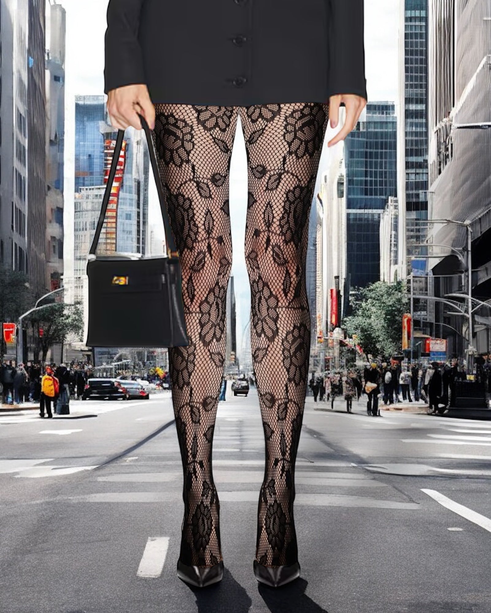Shadow Bloom Floral Fishnet Tights
