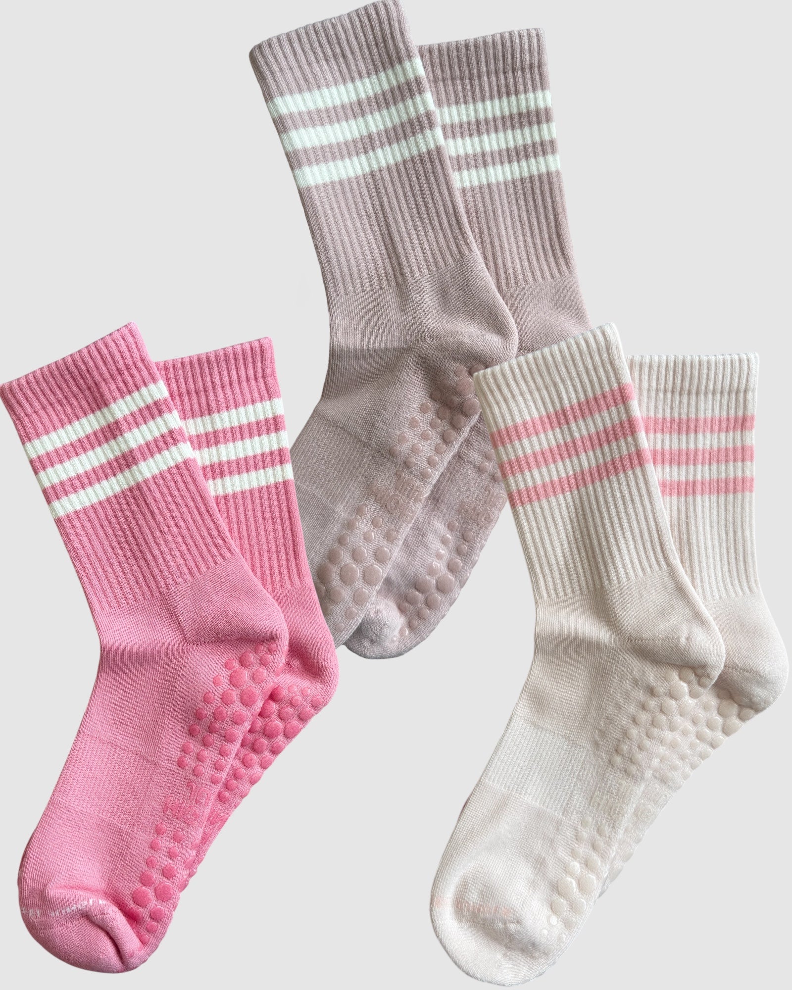 Varsity Premium Cotton Pilates Yoga Grip Socks - 3 Pack Nostalgia