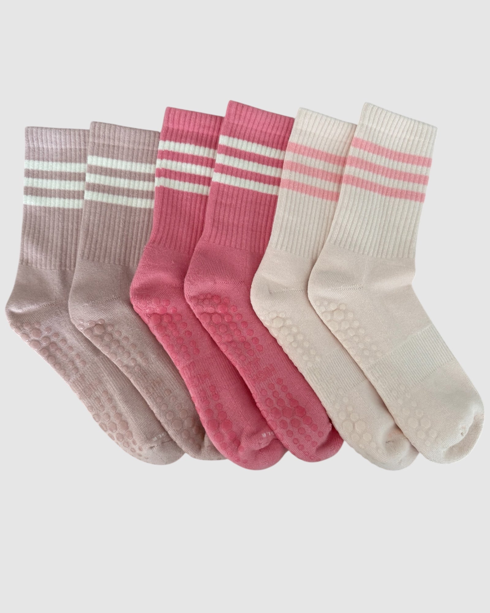 Varsity Premium Cotton Pilates Yoga Grip Socks - 3 Pack Nostalgia