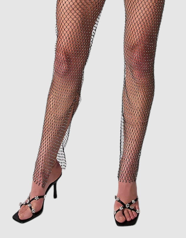 Chained Down Crystal Mesh Pants