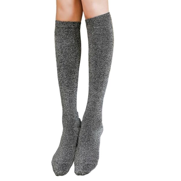 Herringbone Lurex Knee High Socks