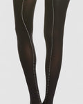 Satellite Crystal Back Seam Opaque Tights