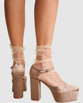 Starry Sky Tulle Socks - Nude/Gold