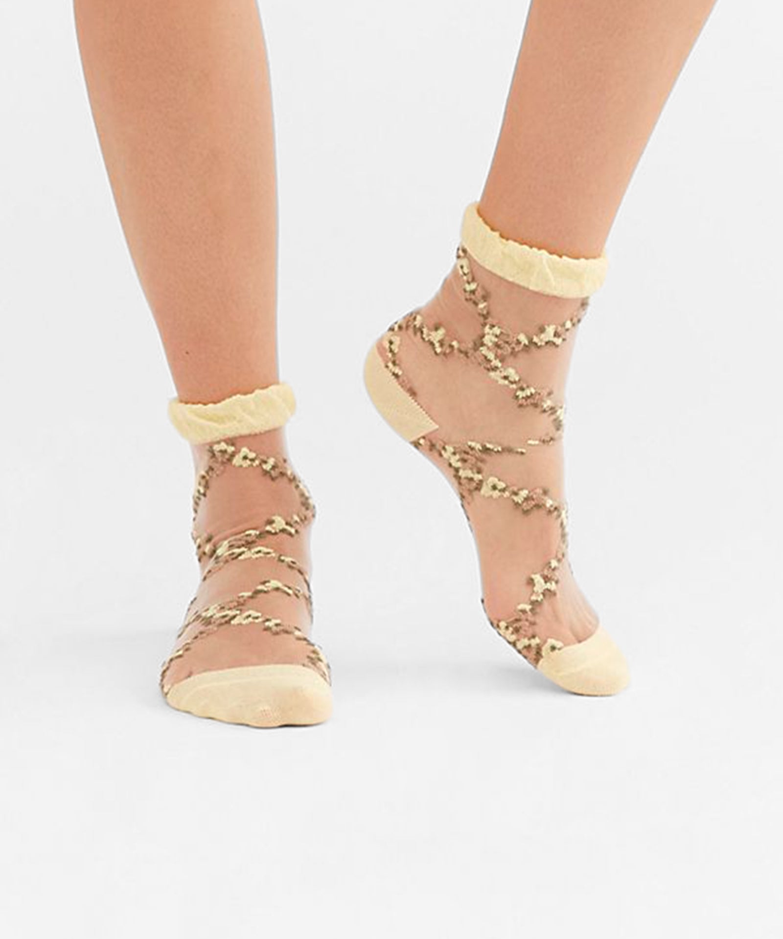 Flower Trellis Sheer Sock - Daffodil