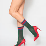 Varsity Lurex 3/4 Socks - Green