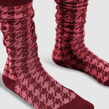 Houndstooth Knee High Socks - Rasberry