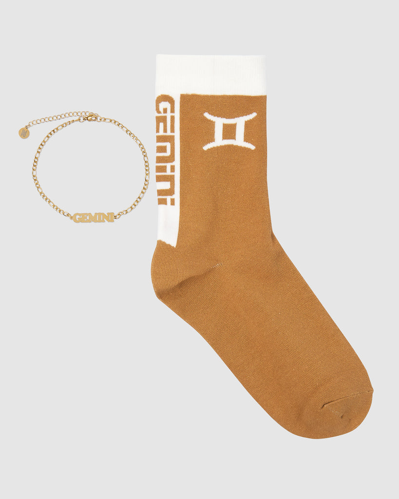 Horoscope Gold Anklet and Sock Set - Gemini
