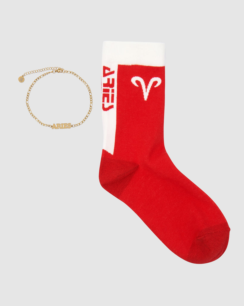 Horoscope Gold Anklet and Sock Set - Aries