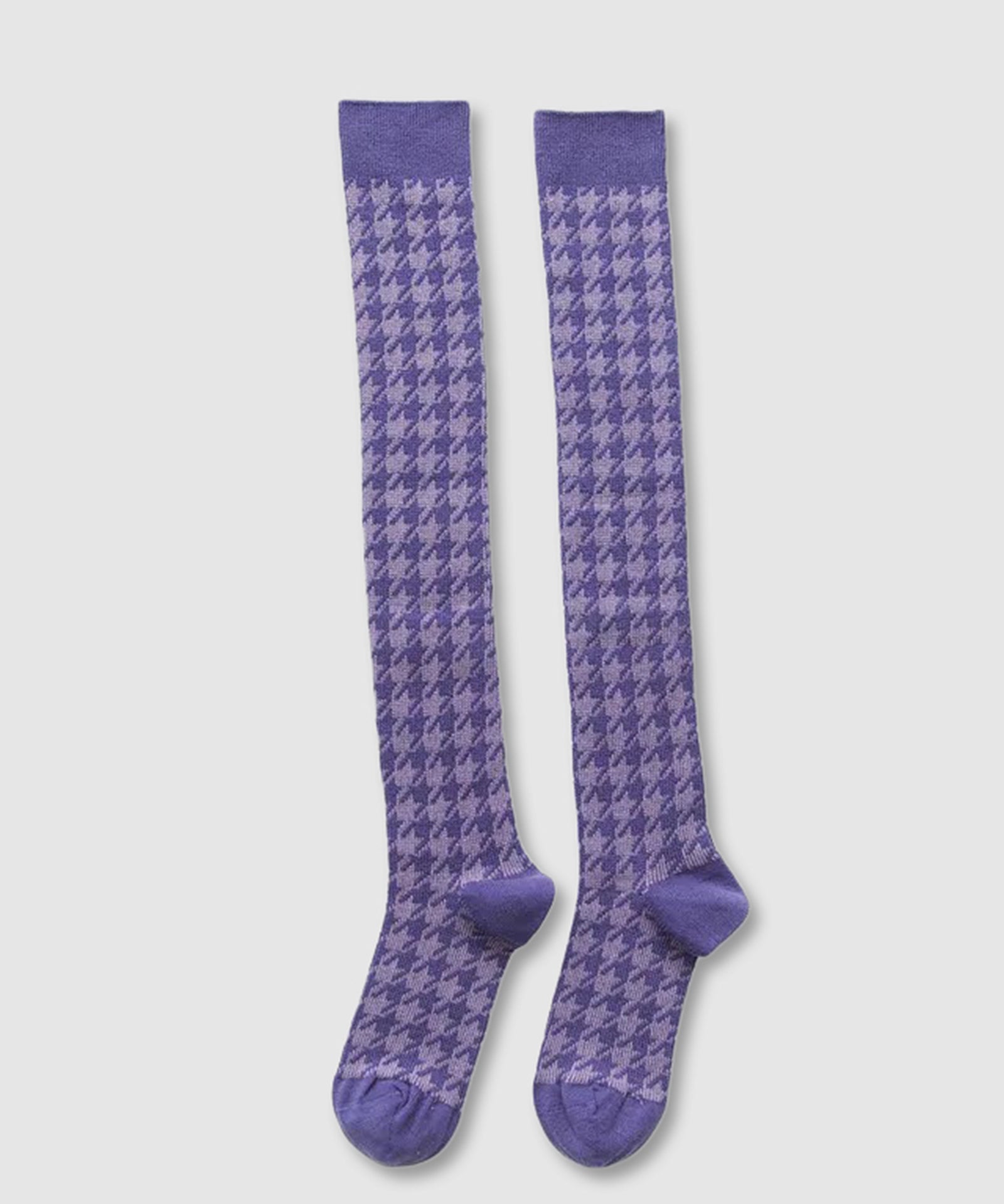 Houndstooth Knee High Socks - Lilac