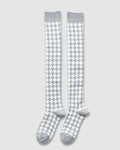 Houndstooth Knee High Socks - Grey