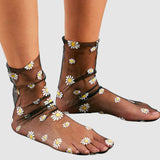 Daisy Tulle Socks - Black