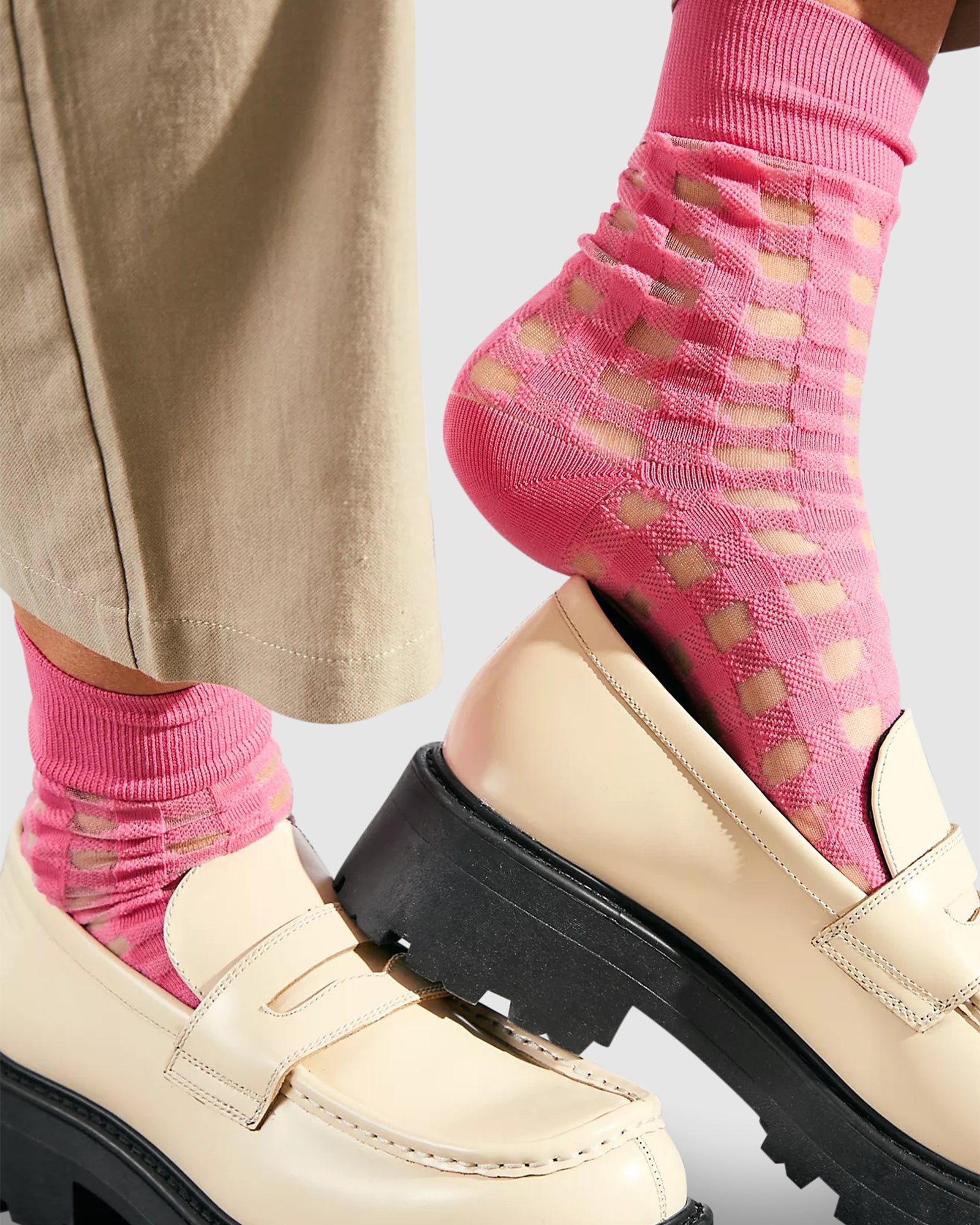 Gingham Places Sheer Sock - Pink