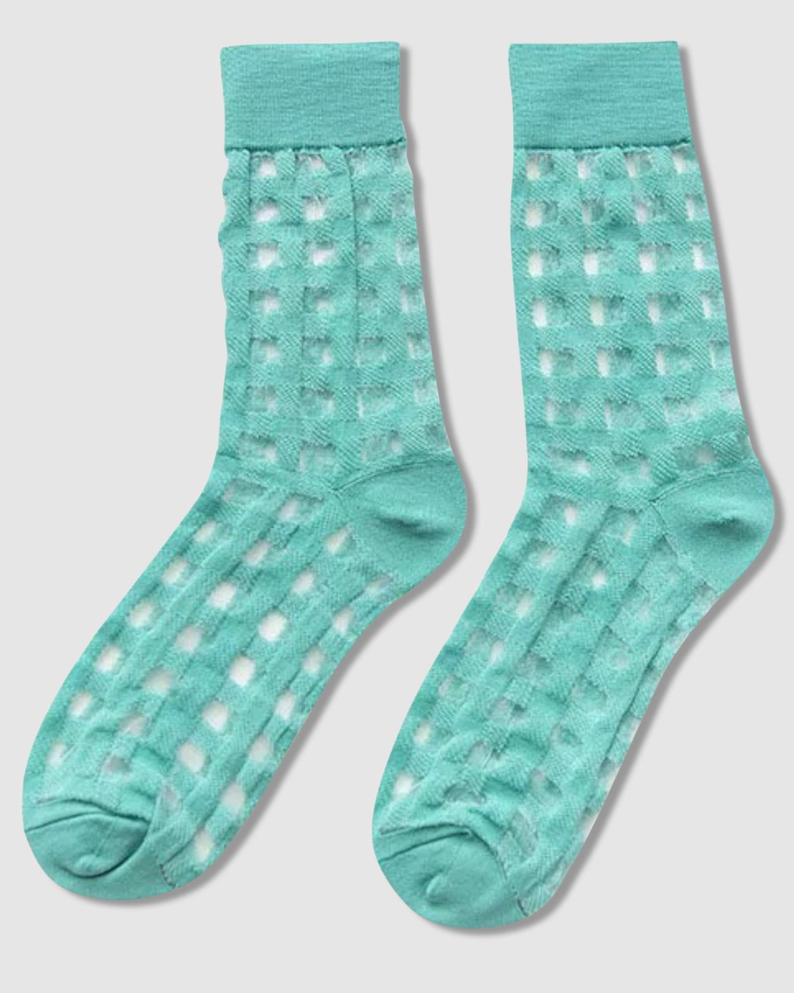 Gingham Places Sheer Sock - Turquoise