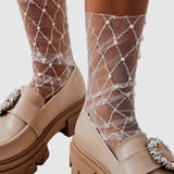 Diamonds and Pearls Socks - White