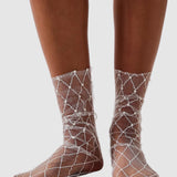 Diamonds and Pearls Socks - White