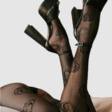 Heart knit tights - Black