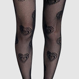 Heart knit tights - Black