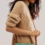 Glitter Fishnet Opera Glove - Nude