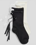 Lara Satin Trim Cotton Socks - 2 Pairs