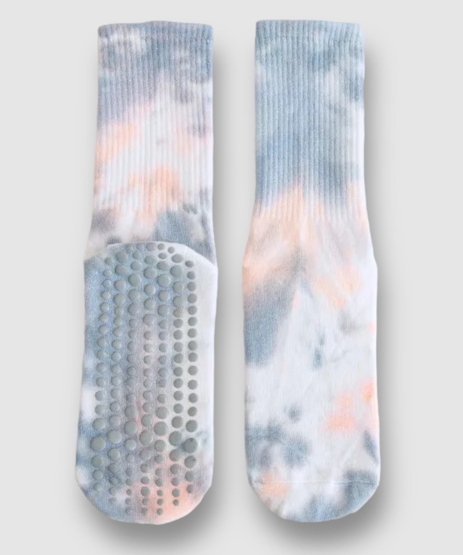Tie Dye Long Grip Sock - Peach/Green