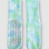 Tie Dye Long Grip Sock - Peach/Green