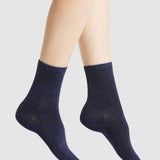 Glitter Stripe Sock - Navy