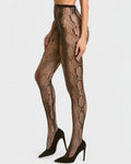 Sleek Snakeskin Tights - Black