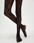 Sleek Snakeskin Tights - Black