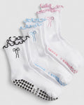Bowtiful Frilled Edge Grip Sock - 3 Pack Value Bundle