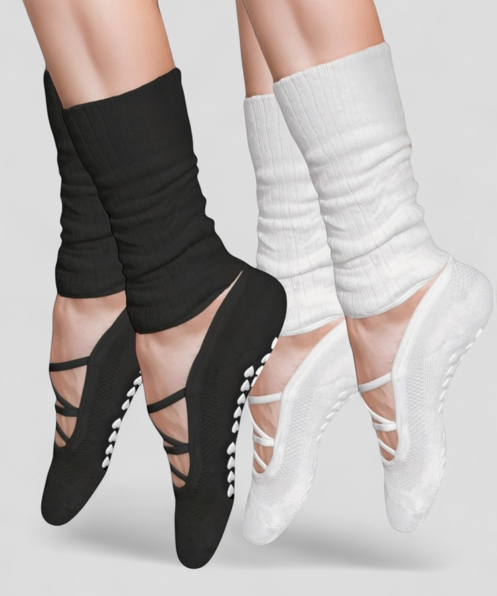 Studio Grip Premium Strappy Leg Warmer Sock - 2 Pairs